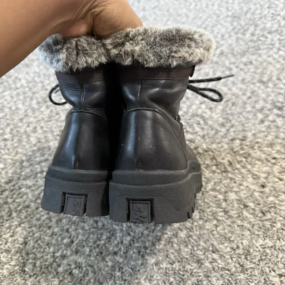 VTG 90s Skechers Jammers Black Leather Platform Boots Fur Lined 9 Goth Punk Y2K - Picture 3 of 10